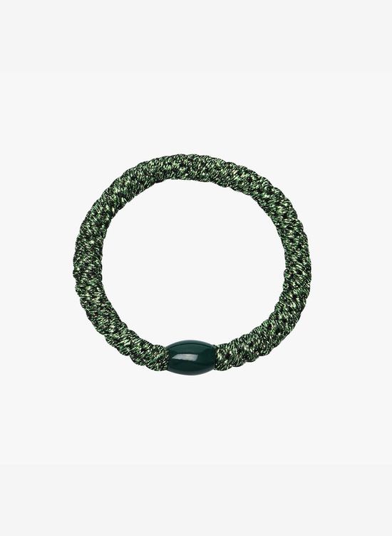 Haarelastiek armband groen met glitters