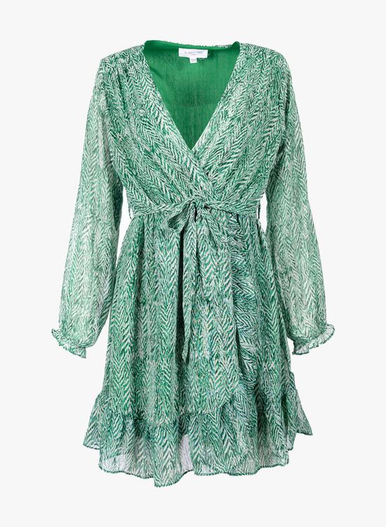 Overslag jurk met groene print