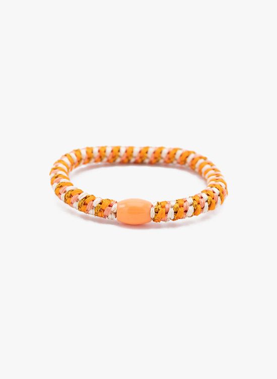 Haarelastiek armband oranje beige