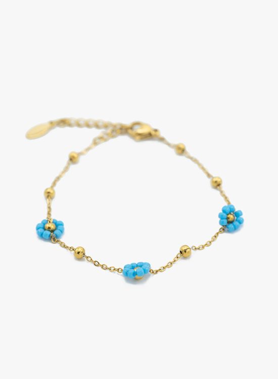 Armband met bloemenkraaltjes blauw