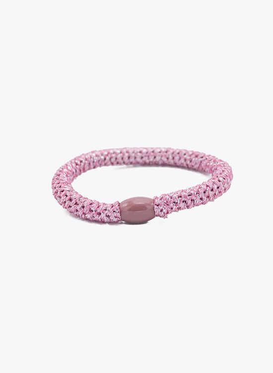 Haarelastiek armband roze met glitters