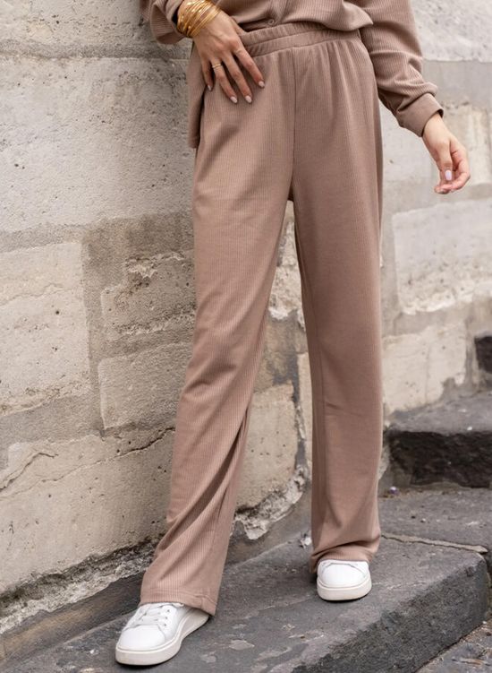Broek jogger stof taupe