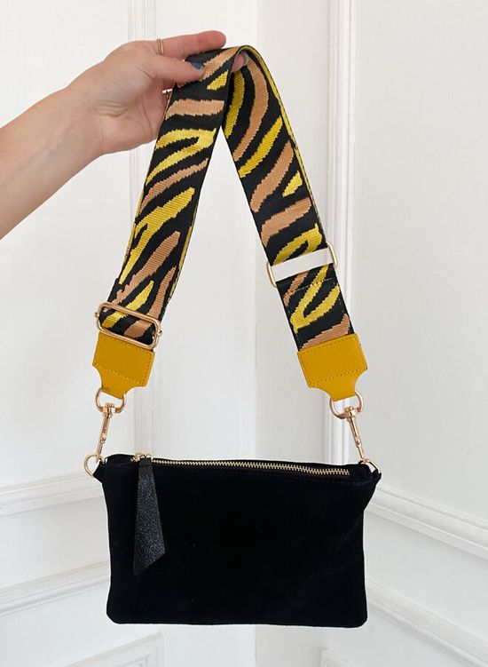 Bag strap zebra print geel