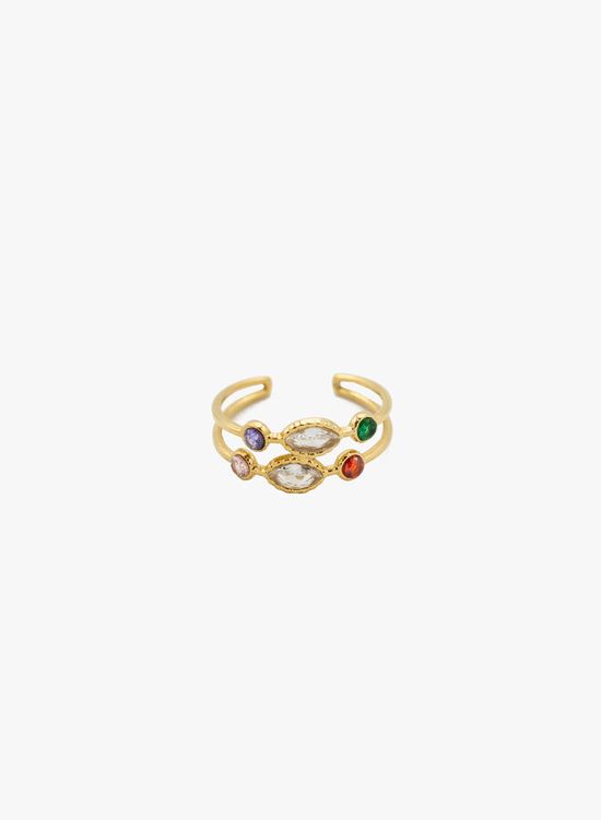 Ring met gekleurde steentjes goud