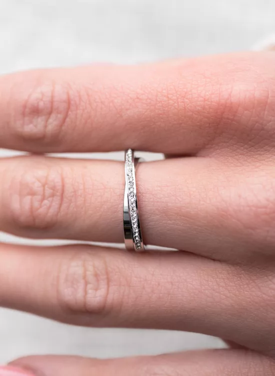 Ring met zilveren glitters