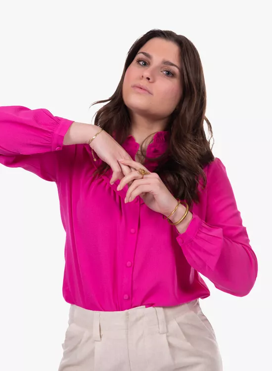 Classy blouse met ruffle roze