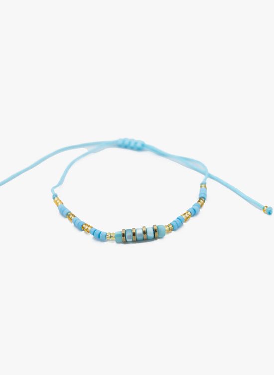 Knoop armband kraaltjes blauw