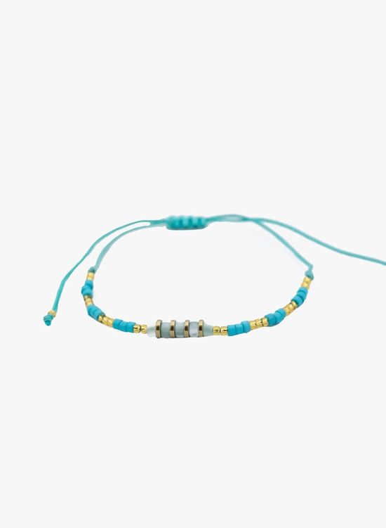 Knoop armband kraaltjes turquoise