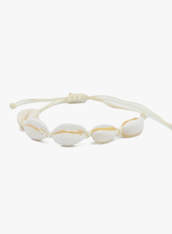 Schelpen armband touw beige