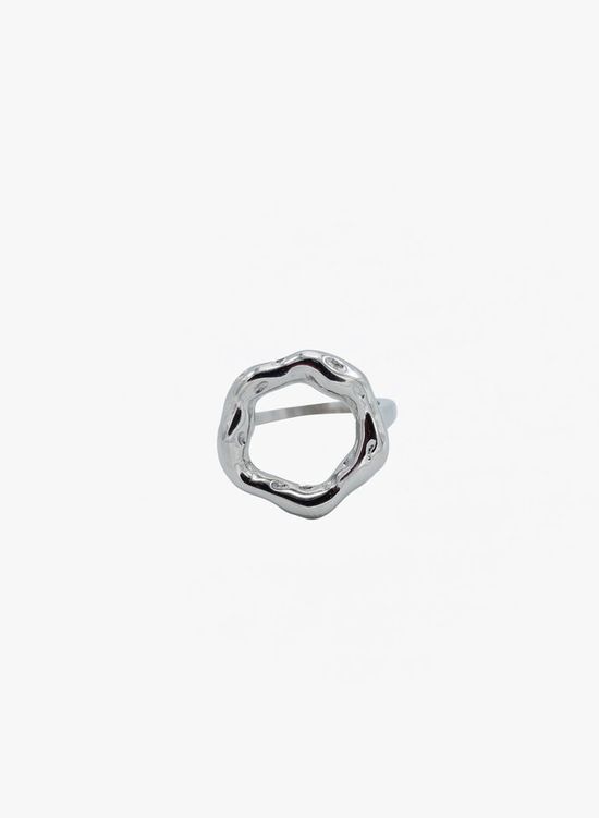 Ring met open cirkel statement zilver