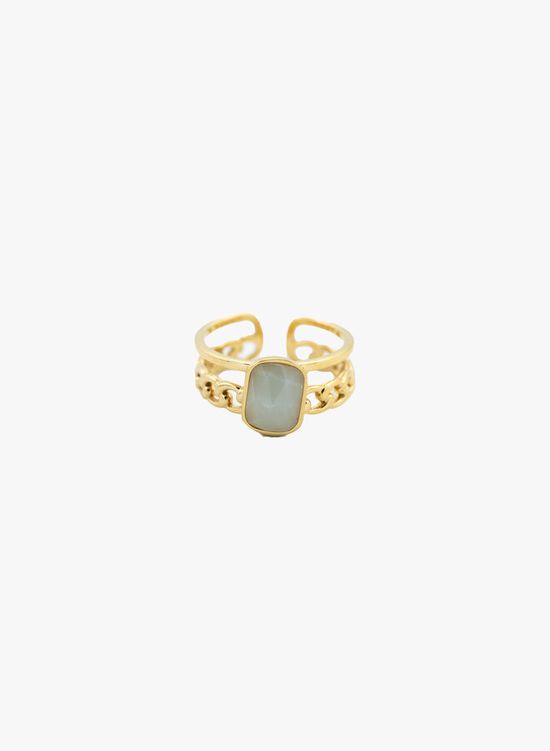 Dubbele ring met steen blauw