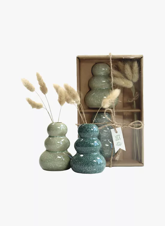 Giftset vaasjes groen