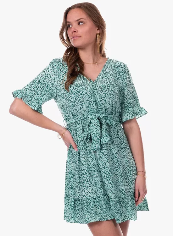 Midi overslag jurk print groen