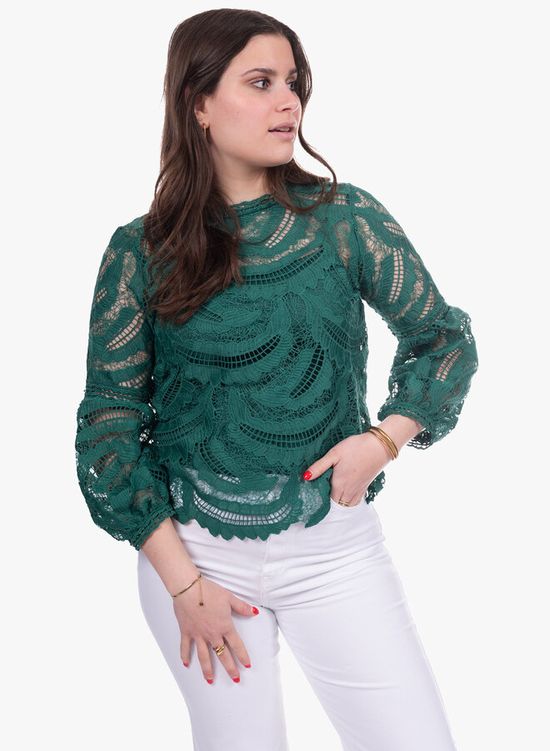 Crochet top gevoerd groen