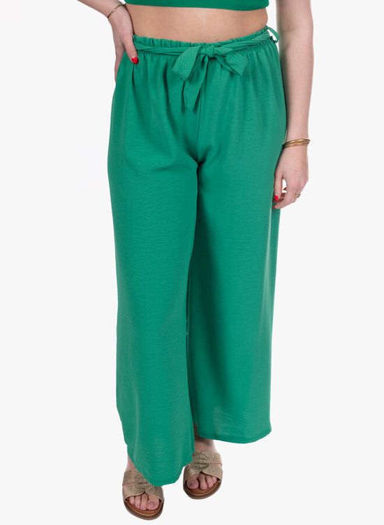 Wide leg broek met strik groen