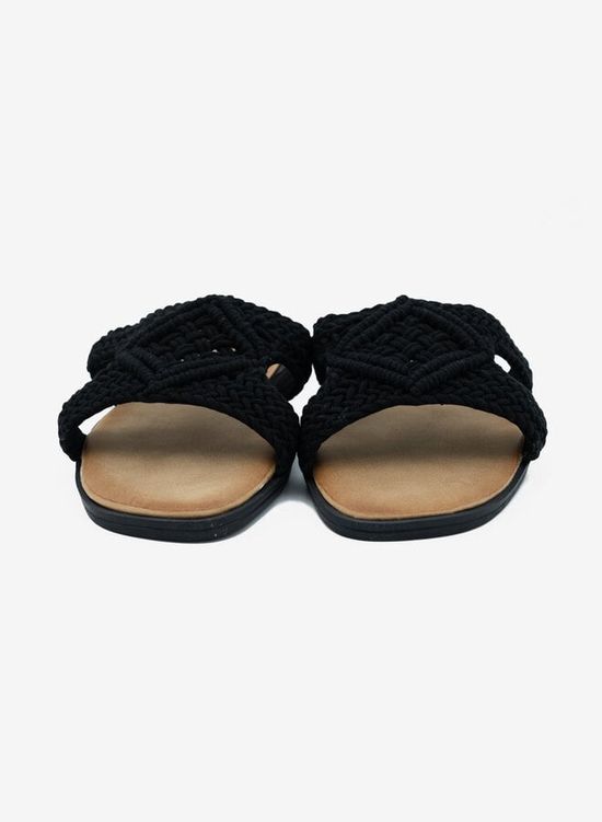 Macrame slippers zwart