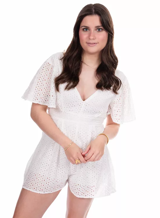 Broderie playsuit wit