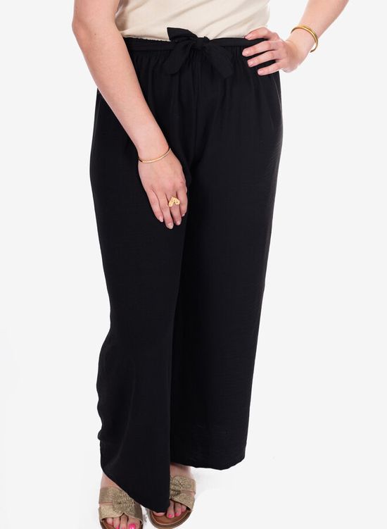 Wide leg broek met strik zwart