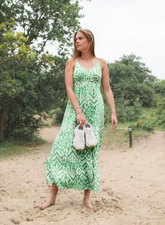 Maxi jurk met groene print Saar