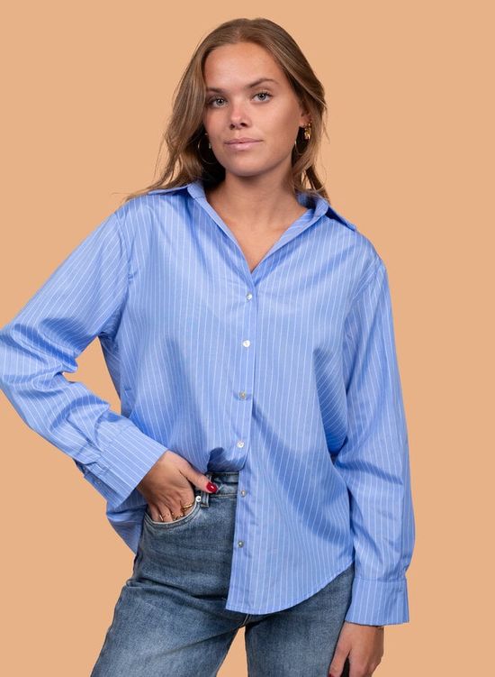 Katoenen blouse blauw