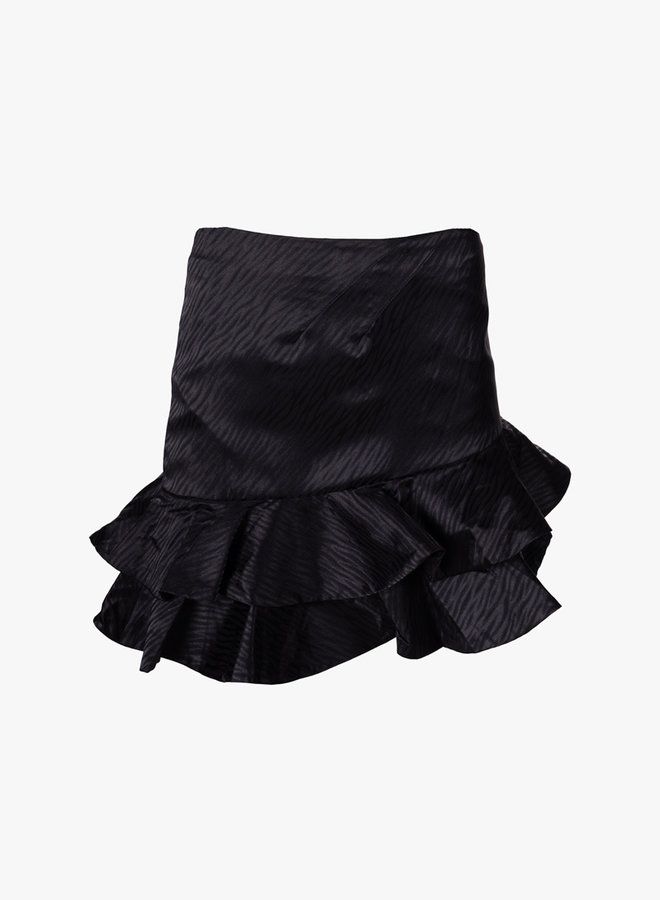 Satijnen rok zwart met print